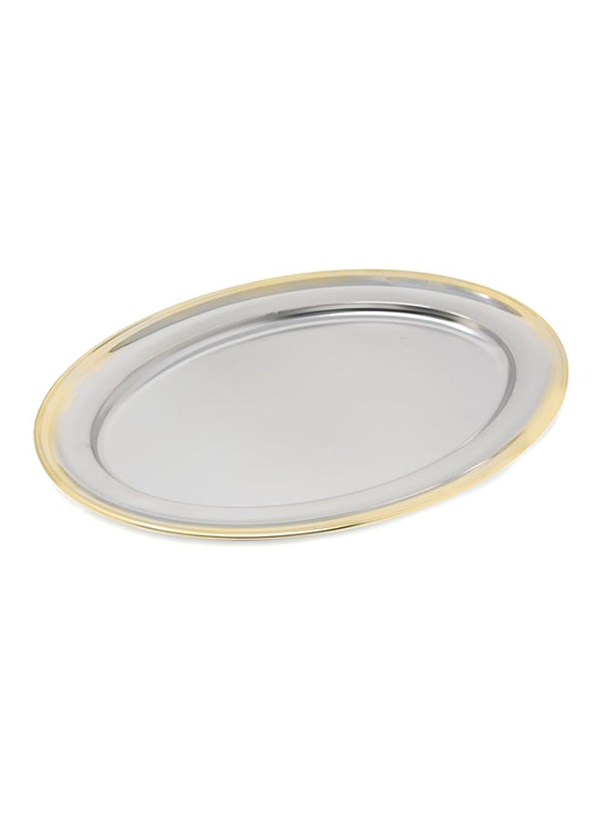 6 October - Oval Shape Serving Tray Silver 25cm - Image 1