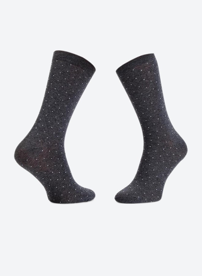 Lasocki Dot Printed Mid Calf Crew Socks Grey - Image 1