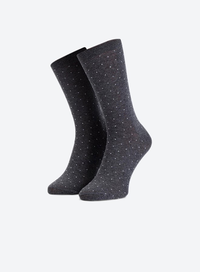 Lasocki Dot Printed Mid Calf Crew Socks Grey - Image 2