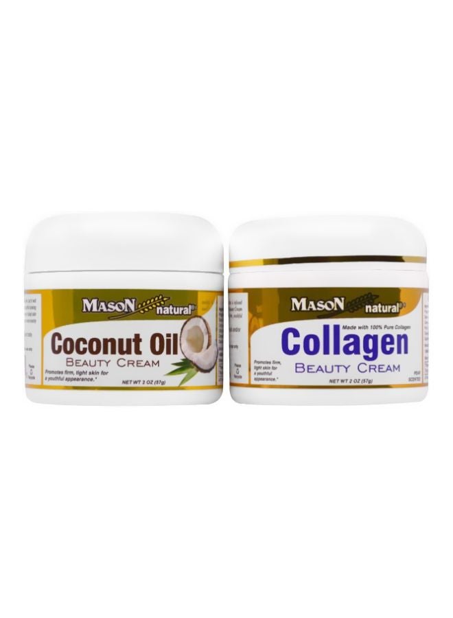 Mason Natural 2-Piece Coconut Oil Beauty Cream And Collagen Beauty Cream 57grams - Image 1