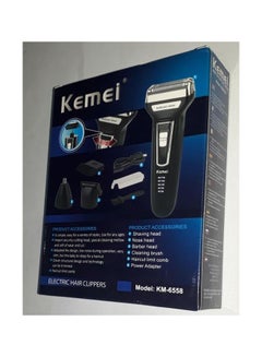 Kemei KM-6558 3 In 1 Twin Blade Reciprocating Three Blades Electric Shaver Travel Use Safe Razor Black/Silver ‎19.8x16.6x4.8cm  - Image 2