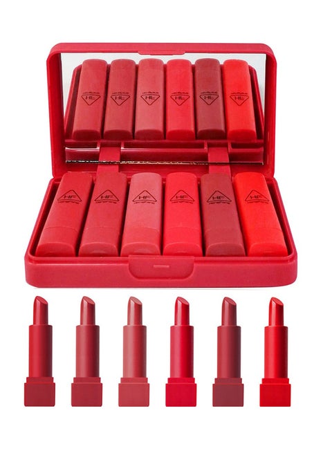 6-Piece HengFang Red Series Lipstick Set Multicolour