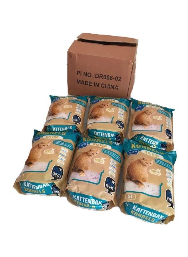 MOCHA - Pack of 6 Kattenbak Korrels Silica Lavender Scented Cat Litter Blue 5Liters - Image 1
