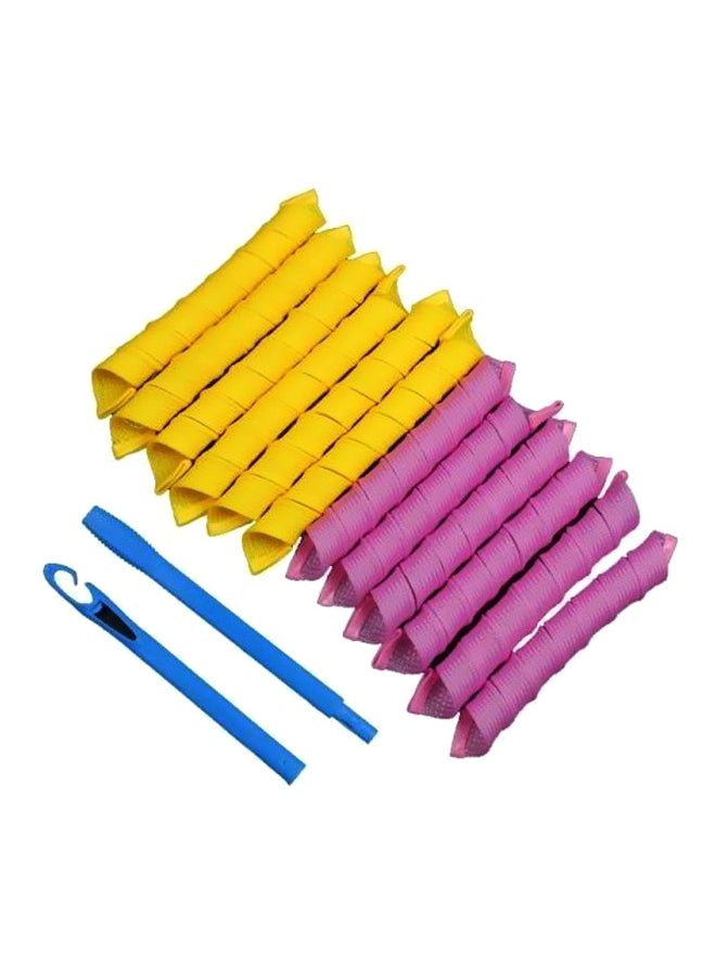 Magic Leverag 18-Piece Nylon Hair Roller Set Pink/Green/Blue 