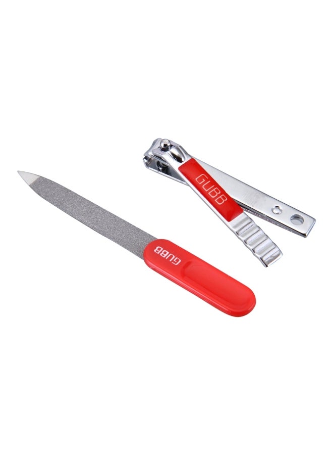 غوب مجموعة أظافر معدنية أحمر/فضي - Image 2