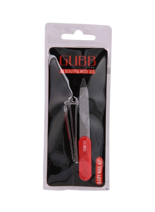 غوب مجموعة أظافر معدنية أحمر/فضي - Image 3