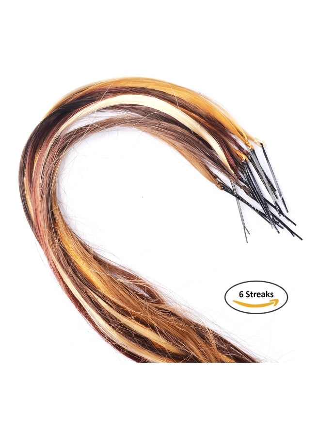 فوكس مجموعة خصلات شعر مستعار بألوان فاتحة للحفلات من 6 قطع أشقر/ بني/ أبيض - Image 2