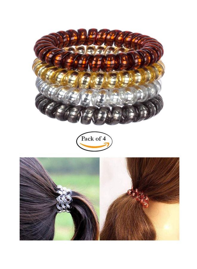 فوكس مجموعة ربطات شعر حلزونية مكونة من 4 قطع فضي/ أبيض/ ذهبي - Image 2