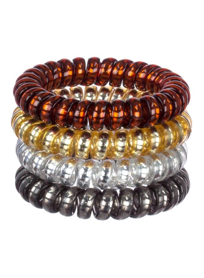 فوكس مجموعة ربطات شعر حلزونية مكونة من 4 قطع فضي/ أبيض/ ذهبي - Image 1