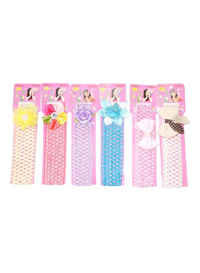 فوكس ربطات شعر مطاطية من الكروشيه - 6 قطع وردي / أزرق / بيج - Image 1