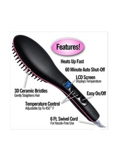Jeval Ceramic Hair Straightener Brush Black/Pink  - Image 3
