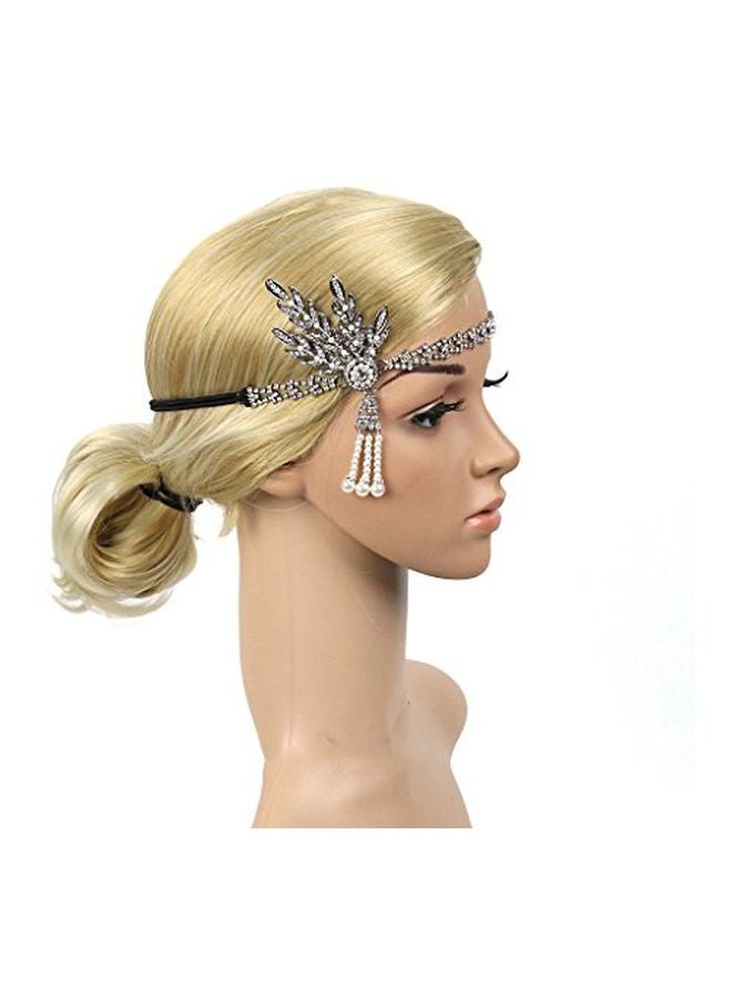 جيسن تاج للرأس كلاسيك بتصميم أوراق شجر من الكريستال أسود/ أبيض - Image 2