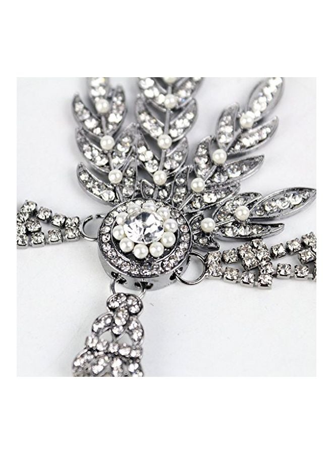 جيسن تاج للرأس كلاسيك بتصميم أوراق شجر من الكريستال أسود/ أبيض - Image 4