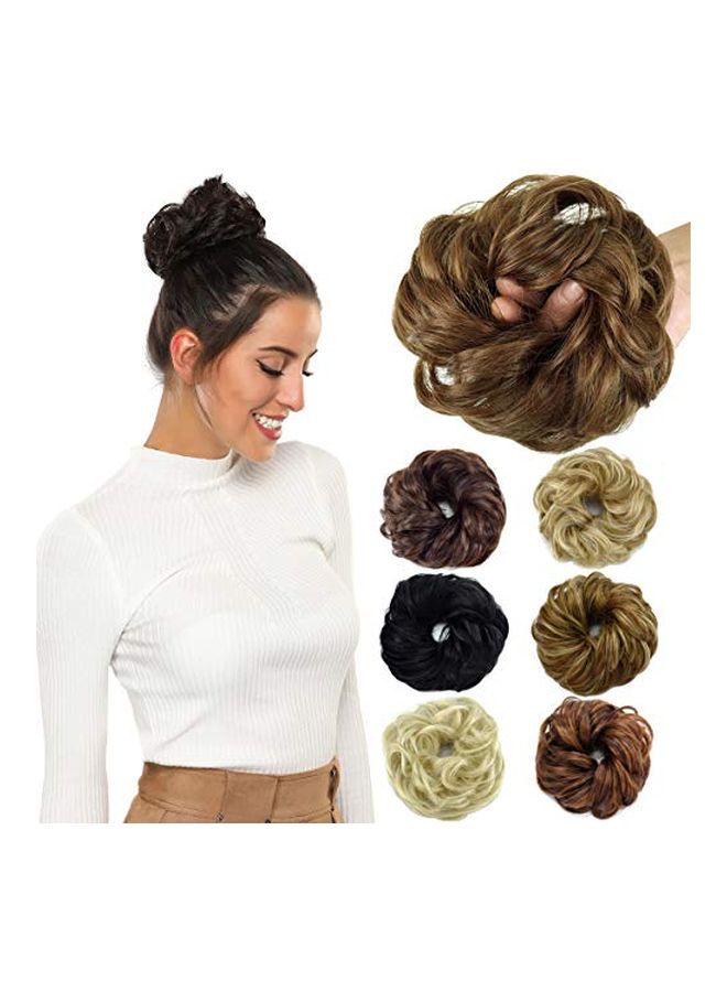 Rose bud Synthetic Hair Bun Extensions Light Brown  - Image 2