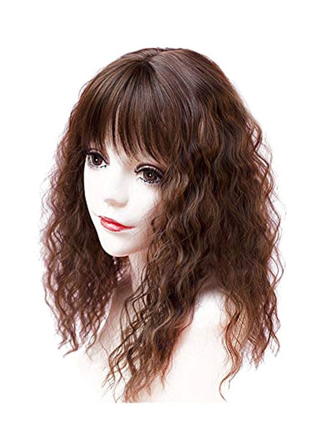 YAIRYANGTZE Clip In Hair Wig With Bangs Brown 14inch  - Image 1