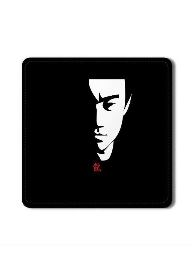 2-Piece Tribute Bruce Lee Designer Coasters Black/White 3.8 x 3.8inch