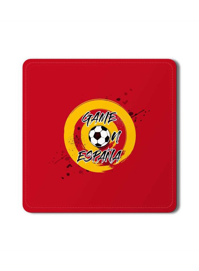 2-Piece Game On Spain Designer Coasters Mat For Beverage Drinks Multicolour 3.8 x 3.8inch