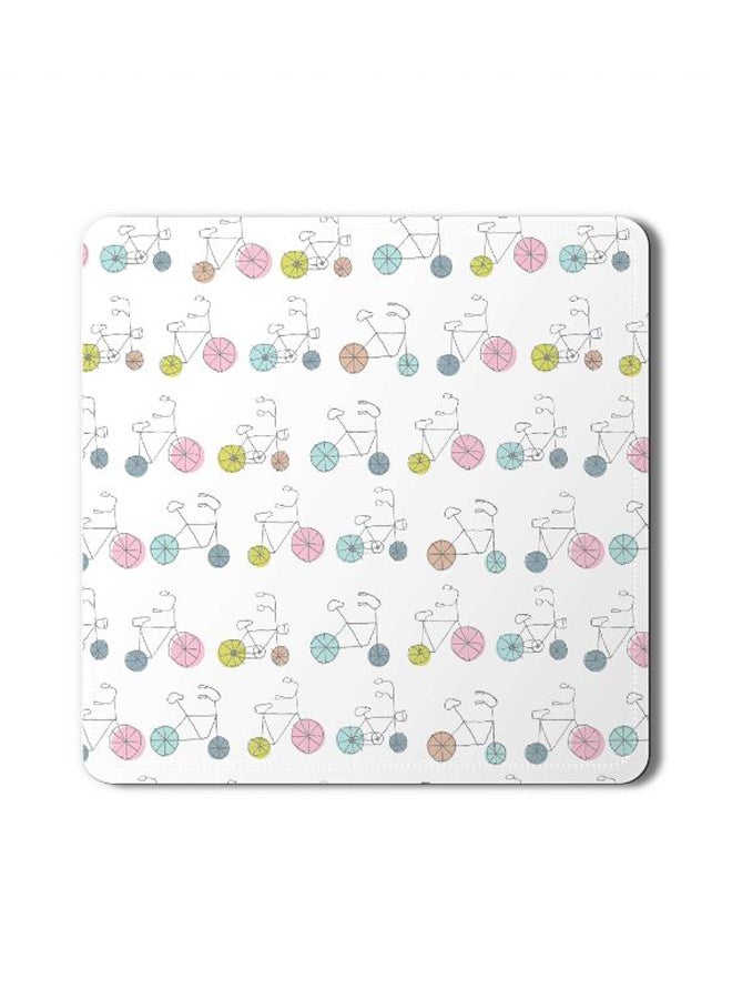 2-Piece Cycle Scribbles Designer Coasters Mat For Beverage Drinks White 3.8 x 3.8inch