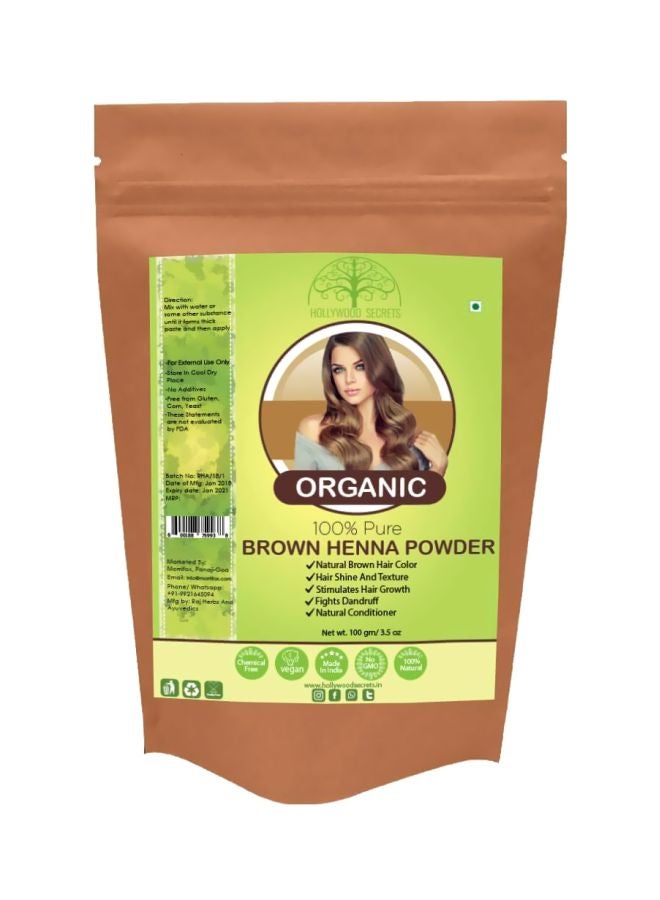 Hollywood Secrets Pack Of 3 Organic Henna Powder Brown 100grams - Image 1