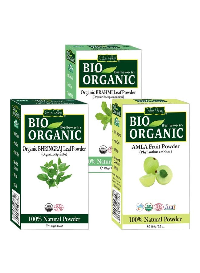 Indus Valley Pack Of 3 Organic Amla Powder Bhringraj Powder And Brahmi Powder 100grams - Image 1
