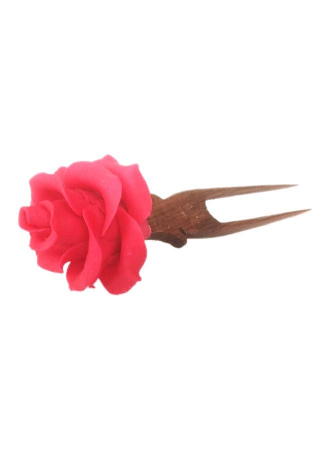 Unique Indian Crafts Handmade Artificial Rose Flower Juda Pin Pink/Brown