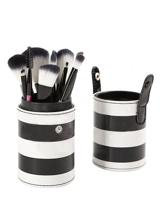Zureni 10-Piece Professional Makeup Brush Set With Round Carry Bag Multicolour  - Image 1
