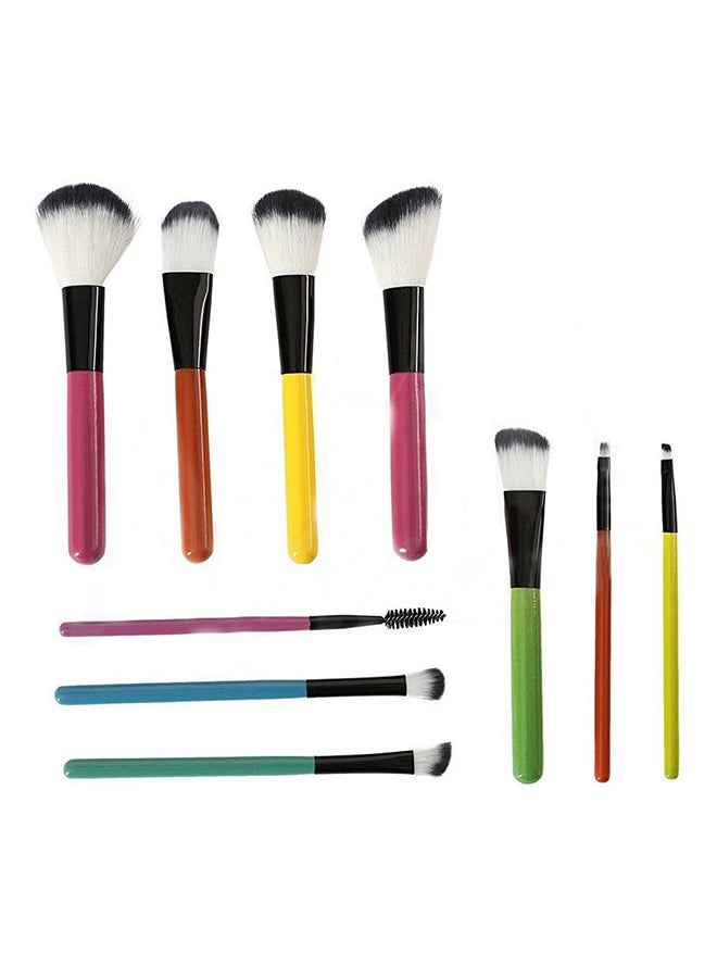 Zureni 10-Piece Professional Makeup Brush Set With Round Carry Bag Multicolour  - Image 2