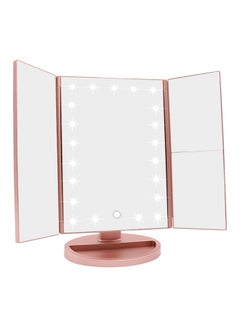 Tri-Fold Vanity Mirror With 1X/2X/3X Magnification Mirror Pink