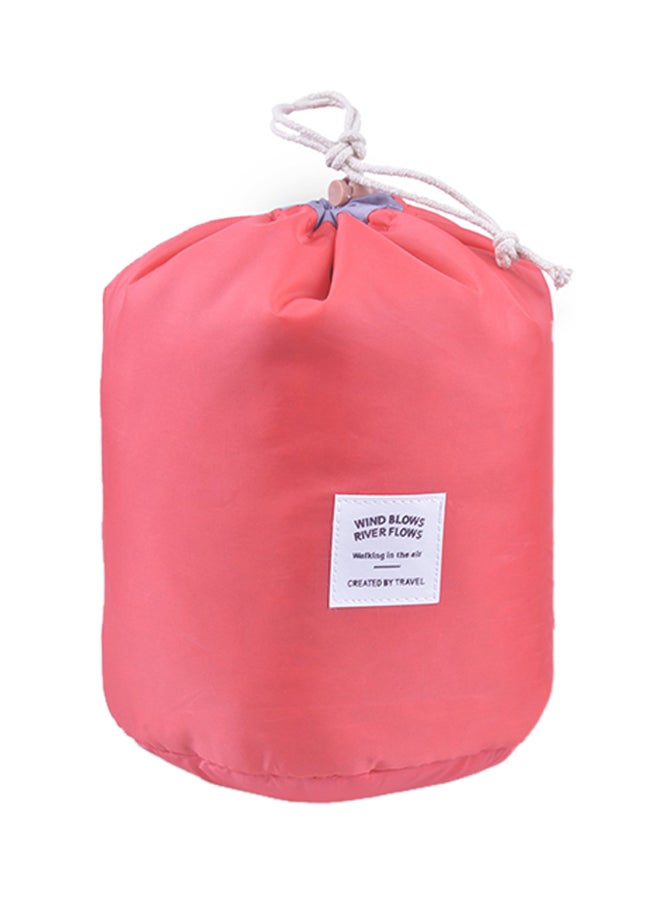 Foldable Round Bucket Travel Makeup Bag Orange
