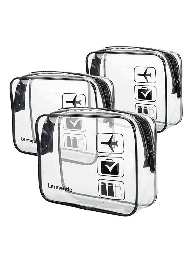 Lermende 3-Piece Travel Cosmetic Makeup Bag Clear