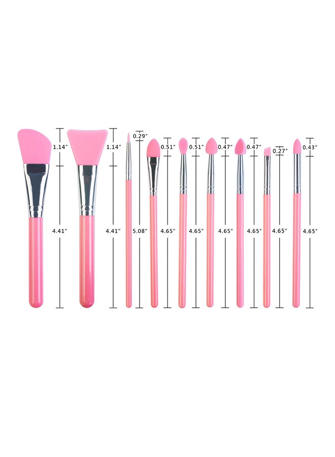 LORMAY 9-Piece Silicone Makeup Brush Set Pink - Image 2
