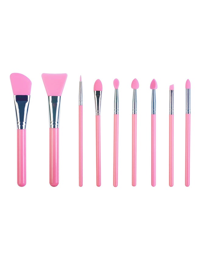 LORMAY 9-Piece Silicone Makeup Brush Set Pink - Image 1