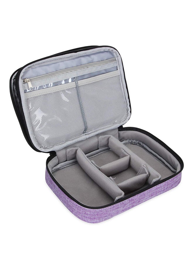 Teamoy Professional Makeup Train Organizer Bag With Handle Strap Purple - Image 1