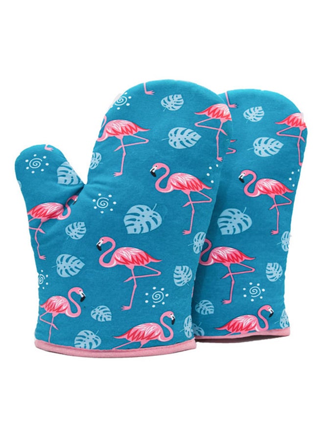 Pack Of 2 Microwave Oven Heat Insulation Gloves Blue/Pink 28cm 