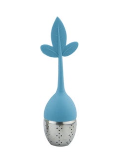 Leaf Handle Strainer Drip Tray Blue/Silver 15 x 3.8cm
