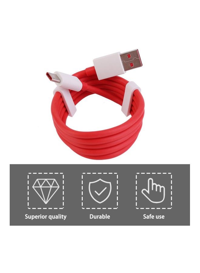 Type-C USB Data Cable For Oneplus 3 Red/White - Image 4
