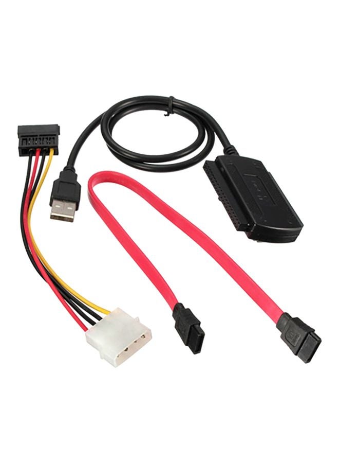 USB 2.0 To IDE SATA Hard Drive Converter Cable With Power Supply Black