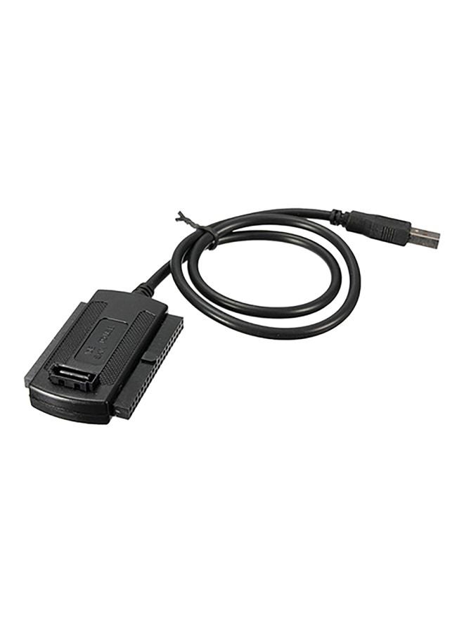 USB 2.0 To IDE SATA Hard Drive Converter Cable With Power Supply Black