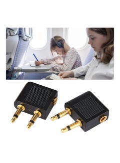 Generic 2-Piece Aircraft Plug Aviation Audio Adapter Black/Gold  - Image 3