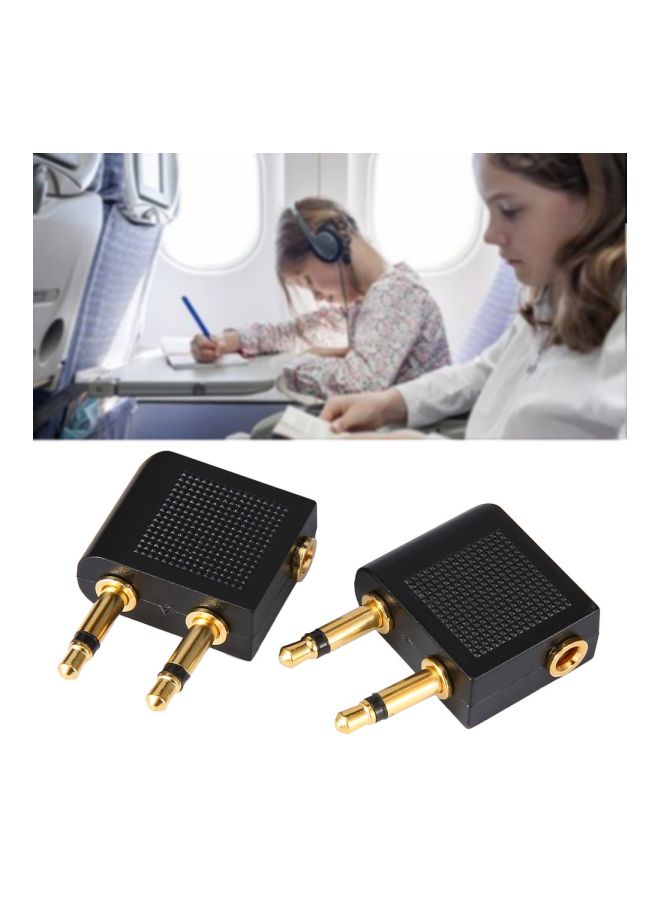 2-Piece Aircraft Plug Aviation Audio Adapter Black/Gold - Image 3