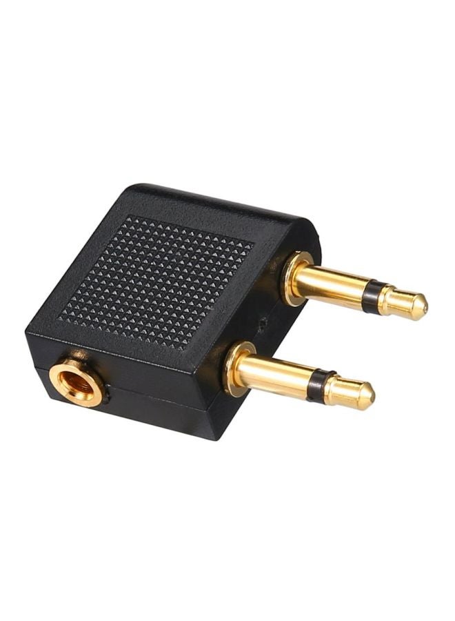 2-Piece Aircraft Plug Aviation Audio Adapter Black/Gold - Image 1