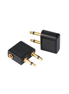 Generic 2-Piece Aircraft Plug Aviation Audio Adapter Black/Gold  - Image 4