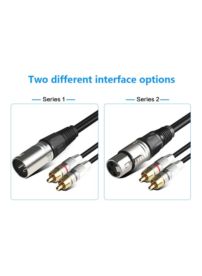 Generic RCA To 2 XLR Amplifier Audio Cable Black/Silver  - Image 2