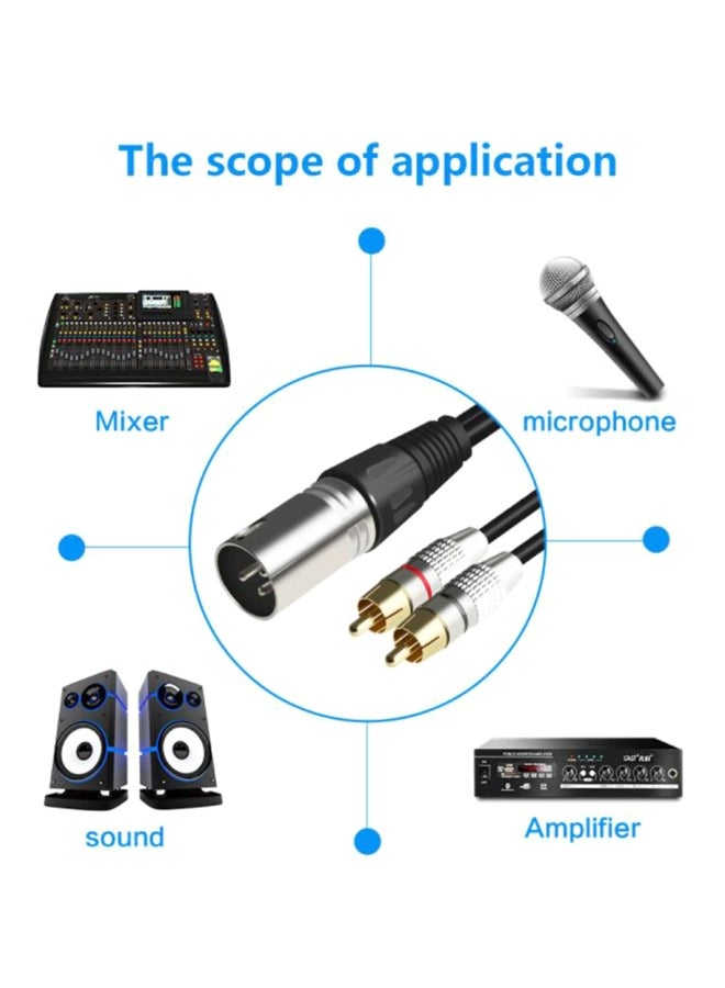 Generic RCA To 2 XLR Amplifier Audio Cable Black/Silver  - Image 4