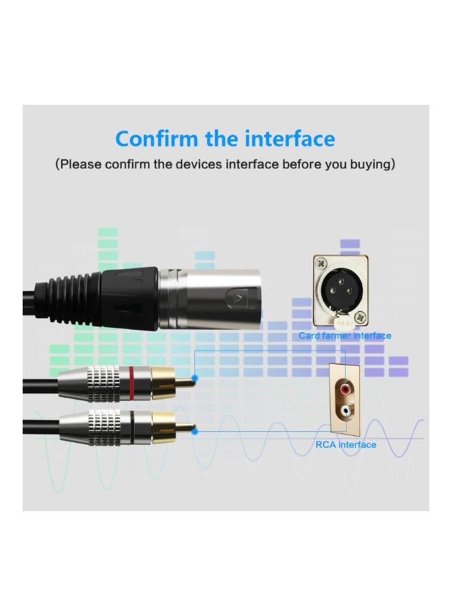 Generic RCA To 2 XLR Amplifier Audio Cable Black/Silver  - Image 5