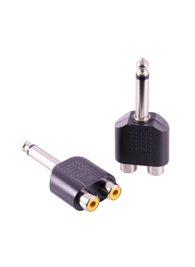 Male Mono Plug To Dual RCA Female Jack Adapter Connector Black/Silver  - Image 3