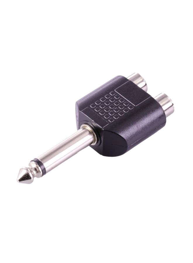 Male Mono Plug To Dual RCA Female Jack Adapter Connector Black/Silver  - Image 5