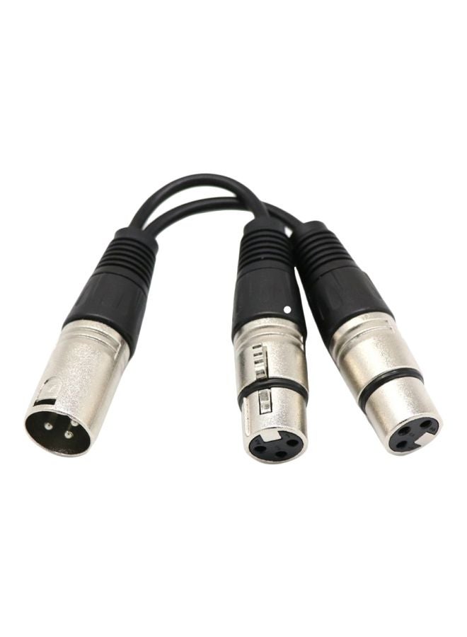 كابل توصيل من منفذ XLR ذكر إلى منفذي XLR أنثى أسود - Image 1