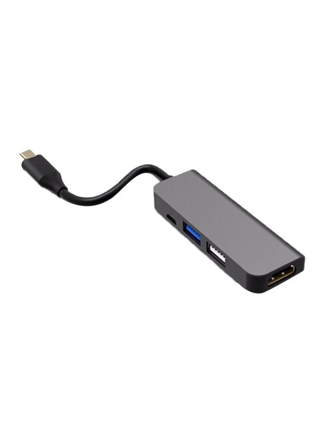 4-In-1 Type-C USB Hub Adapter Grey - Image 1
