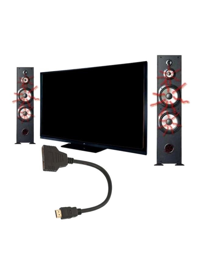 كابل محول مقسم HDMI ذكر إلى 2 HDMI أنثى أسود - Image 2